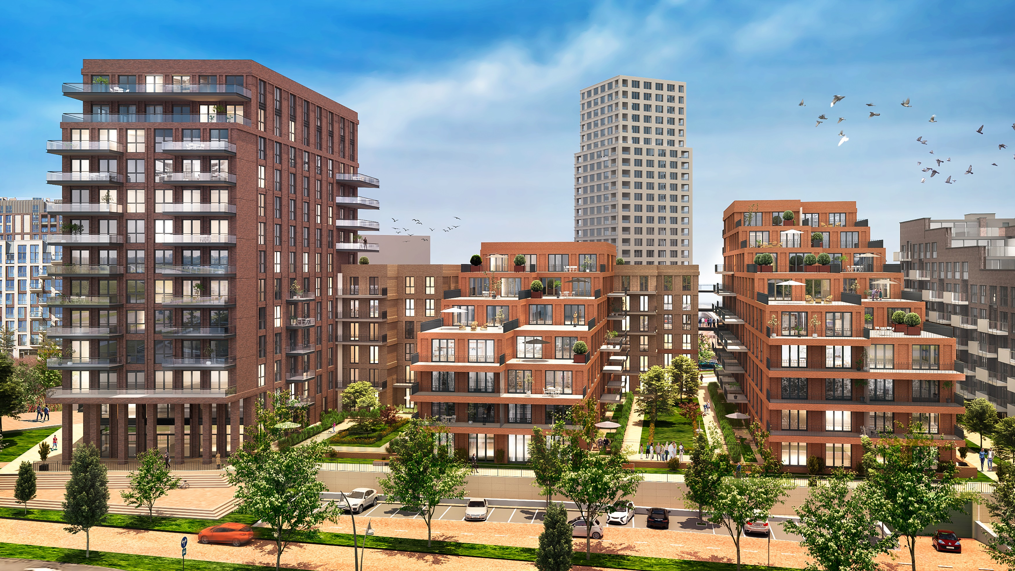 Impressie beeld van de complexen die gebouwd worden in het Paleiskwartier 